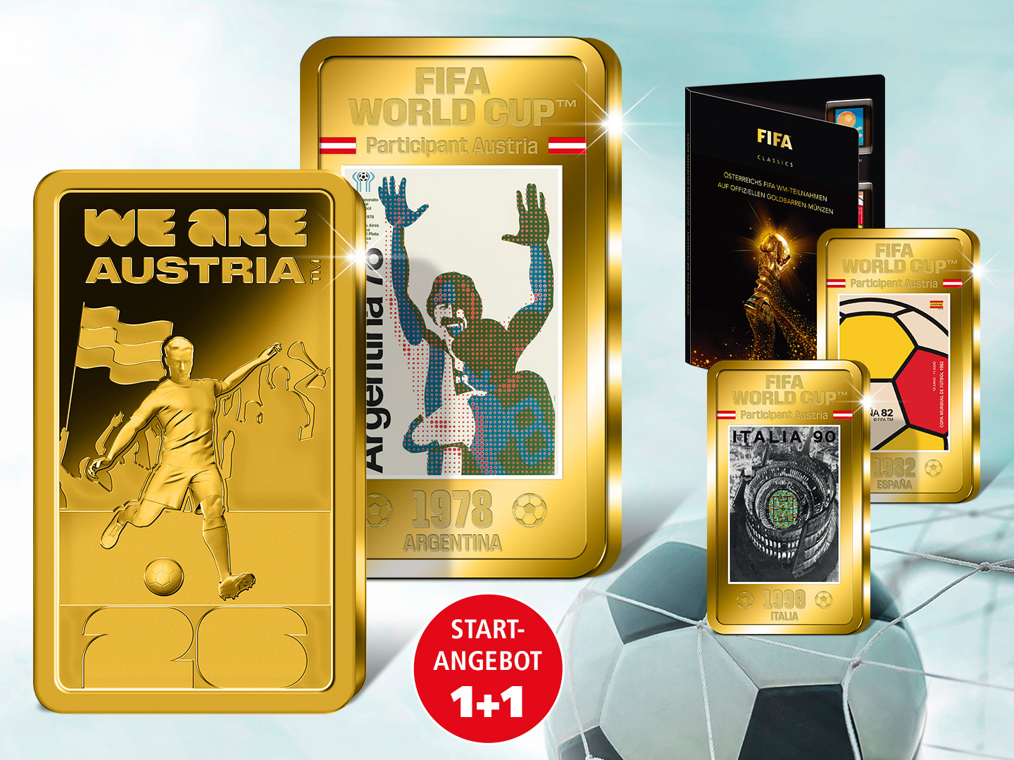 Goldbarren-Münzen "1978 Argentinien" und "Austria"
