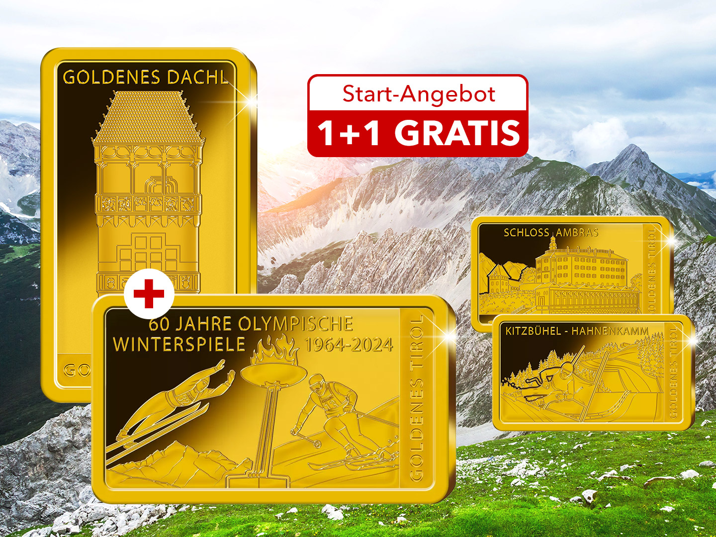 Goldbarren "Goldenes Dachl" und "60 Jahre Olympische Winterspiele"