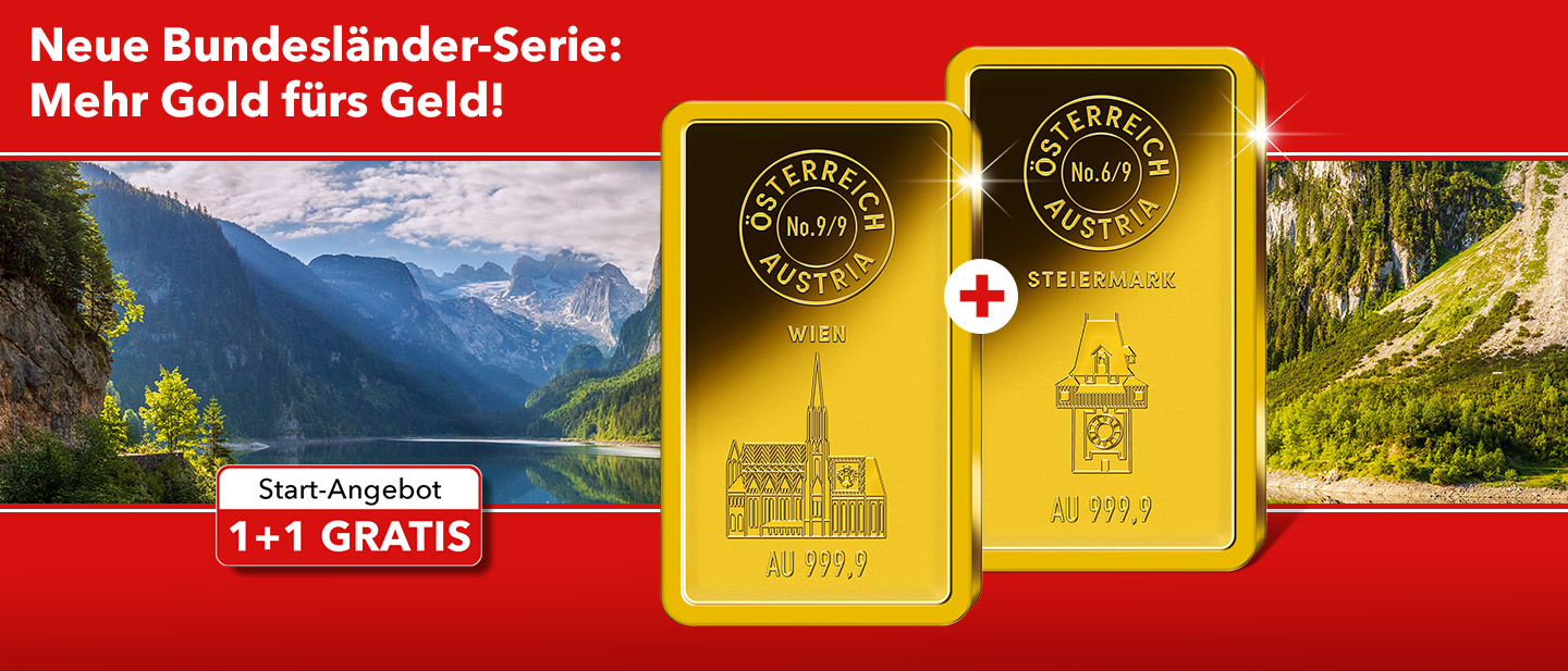 Goldbarren "Steiermark" und "Wien": doppelter Start in die Gold-Kollektion