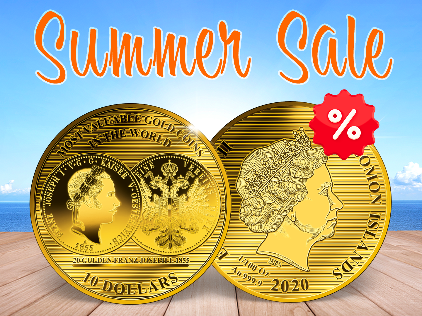 Summer Sale - Riesige 1/100-Unzen-Goldmünze "20 Gulden - Franz Joseph I."