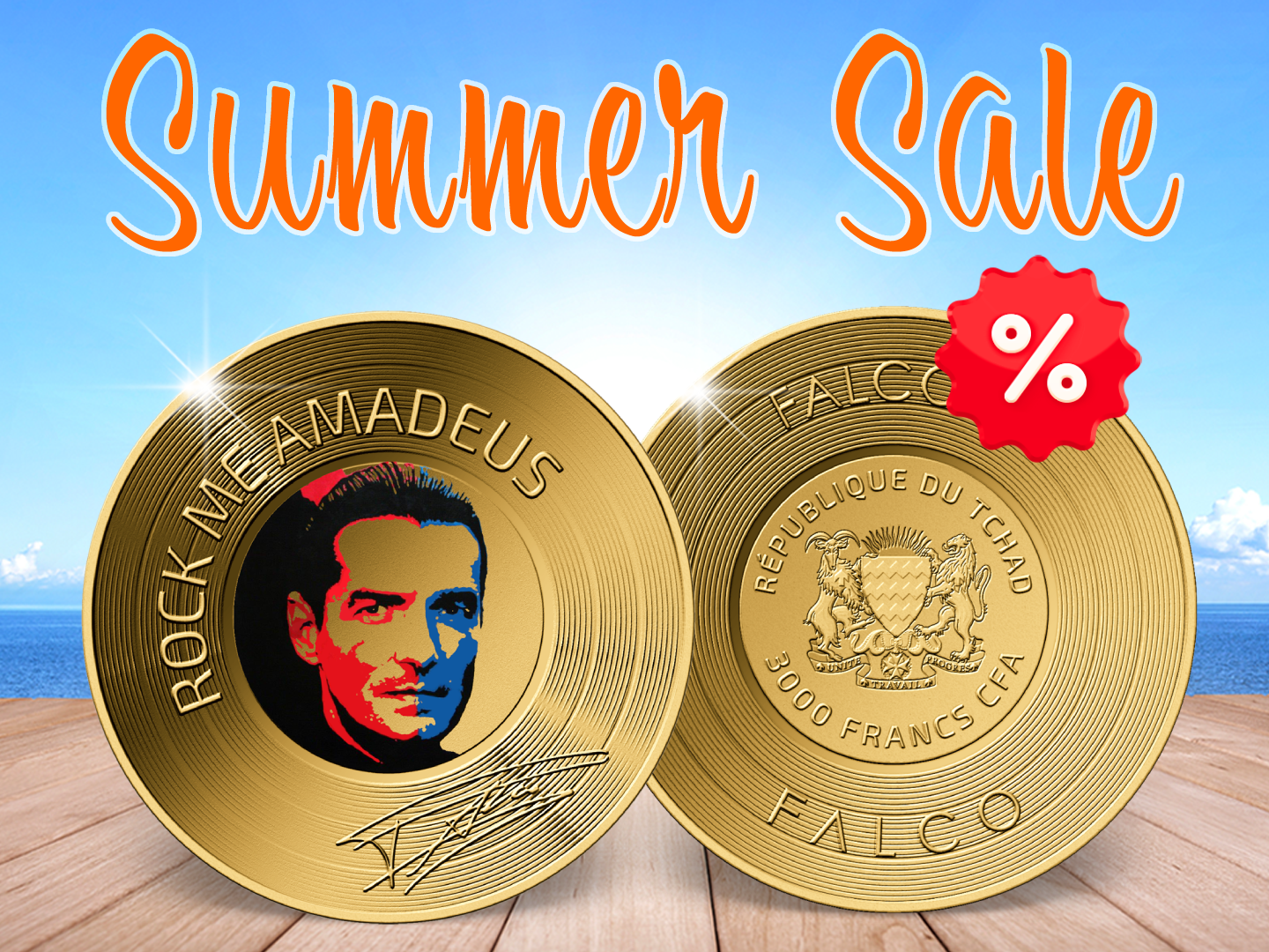 Summer Sale - Offizielle Goldmünze "Falco - Rock Me Amadeus"