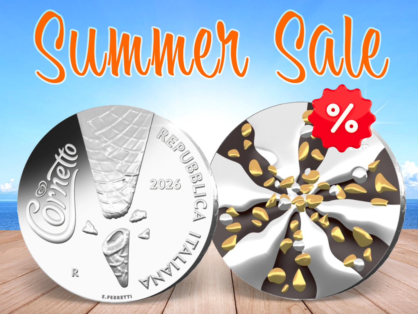 Summer Sale - 1,50-Euro-Münze "Cornetto" mit Farbveredelung